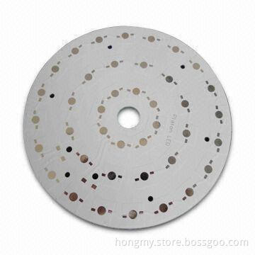 LED Aluminum PCB with Round Shape, White Solder Mask Black Silkscreen